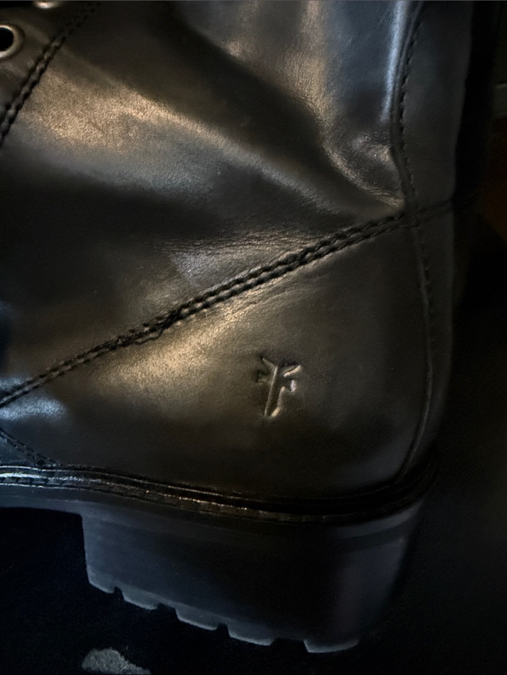 Frye Black Leather Lace-Up Combat Boots for Women - Picture 5 of 7